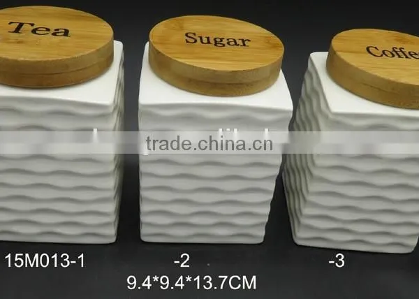 White Colour Coffee Sugar Tea Ceramic Storage Jar photo-4