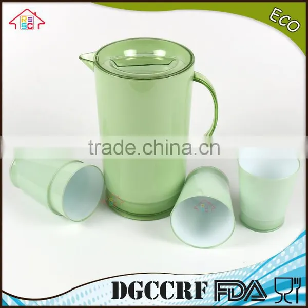 NBRSC Set of 5 Pcs Plastic ps Cold Water Kettle Double Layer Drinking Tea Pot pp Water Jug With Cups photo-4