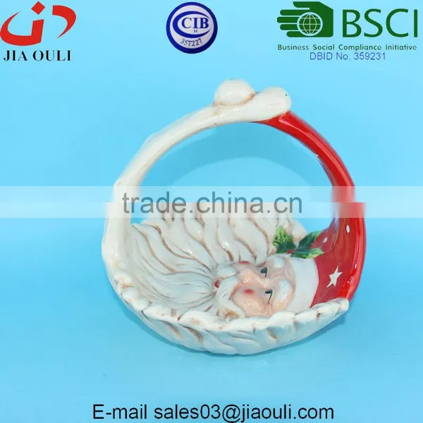Christmas Decorations Ceramic Santa Claus Basketfor Candy photo-3
