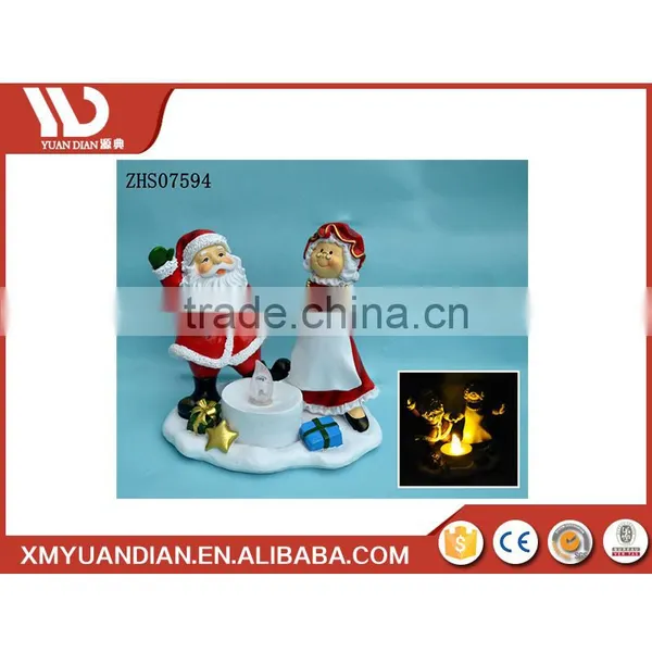 Wholesale Craft Supplies Promotional Gifts Customized Logo Poly Resin Ornament Snowman Santa Couple Led Light Christmas photo-3