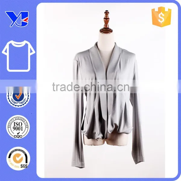 Draped Line Outer Women Wear Silky Handfell Open Casual Lady Coat