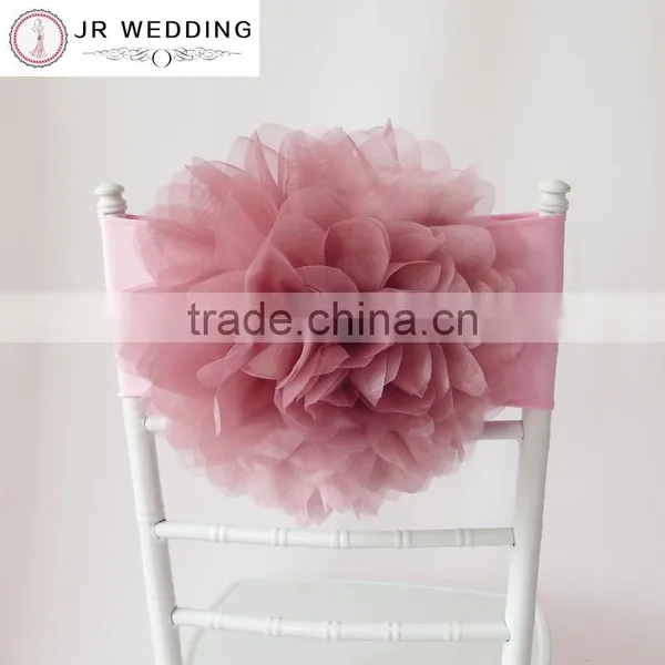 Hot Sale Fashion Handmade Organza Flower With Lycra Chair Band Chair Sash photo-5