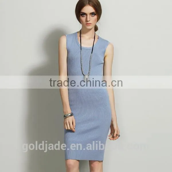 Hot Sale Knitting Fancy Dress for Women Ladies Sleeveless Casual Dress Spring Summer 2016 photo-5