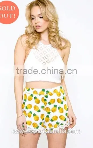 White Sweet Sexy Hollow Out Lace Top Sale Condole Belt Tank Top