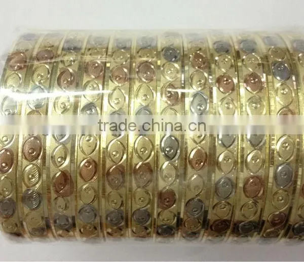 Imitation Jewelry, Gold Plated Bangles, Diamond Cut Bangle, Fashion Jewelry, Tri Color Plated Bangle photo-6