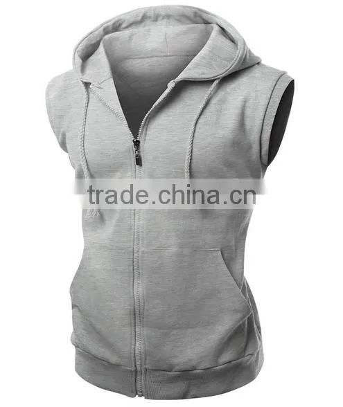 OEM New Design Cotton Plain Wholesale Sleeveless Hoodie Women Vest With Pocket photo-3