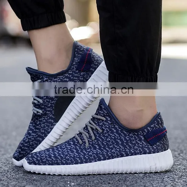 Hot Sale Man Running Breathable Shoe With No Brand Flyknit Fabric Casual Shoes photo-5