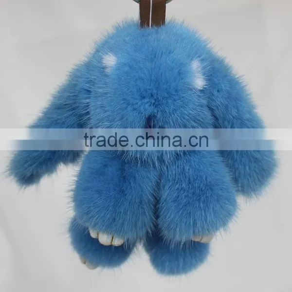 Myfur New Blue Real Copenhagen Mink Fur Rabbit Keychain Cheap Factory Price Car Accessory Keychain photo-2