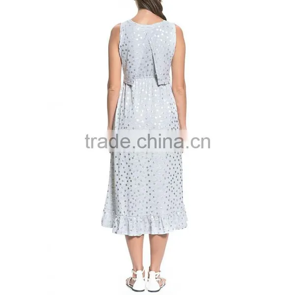 Wear Maternity Clothes Polka Dot Dress With Simple Ruffle Design And Breathable And Soft photo-2