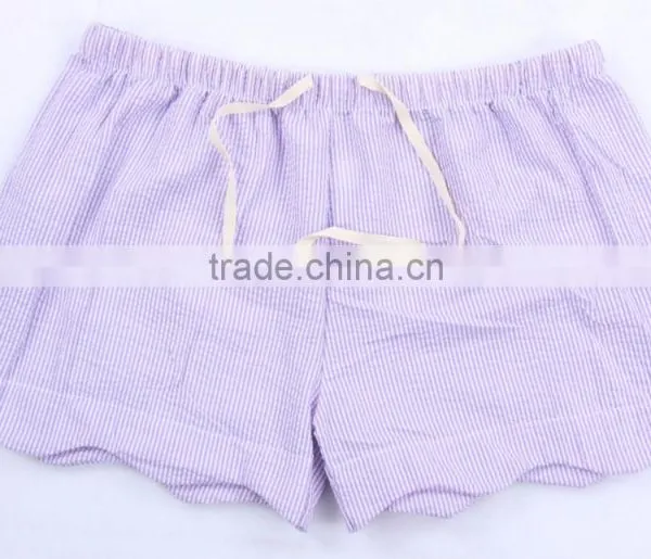 New Arrival Fashionable Scalloped Monogrammed Seersucker Shorts photo-3