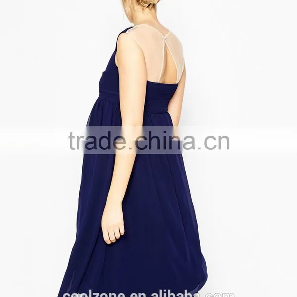 2015 Fashion Sleeveless Embrodiery Neck Chiffon Dress for Maternity Clothes photo-3