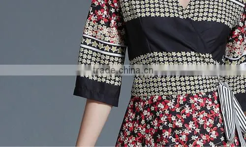 Chiffon Printed Shivering Red One-piece Dress New Fashion Ladies Dress photo-4