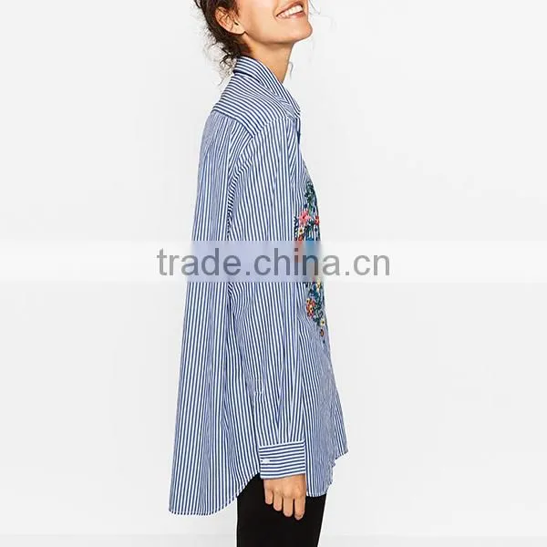 Guangzhou Women's Striped Embroidered Shirt photo-2