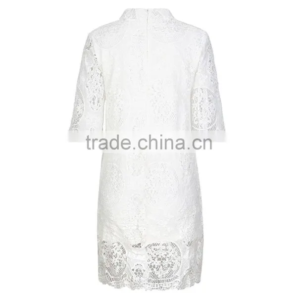 Fashion Women Elegant Crochet Ghana Lace Dress Styles Ladies Latest Sexy Evening Party Mini Dresses photo-6