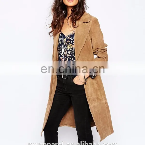 New Arrival Winter Suede Coat 100% Leather Suede Fabric Ladies Long Winter Coats for Women photo-2