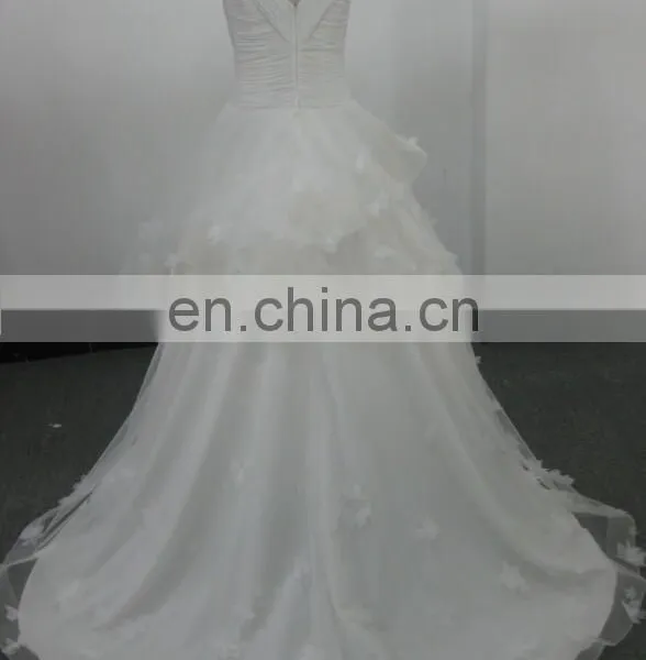 EBX-143 V-neck Chiffon Top With Flowers Wedding Gown photo-2