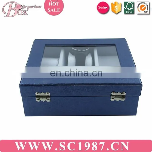BLue Square Small Easy to Carry Jewelry Box Lock Box With Miror photo-3