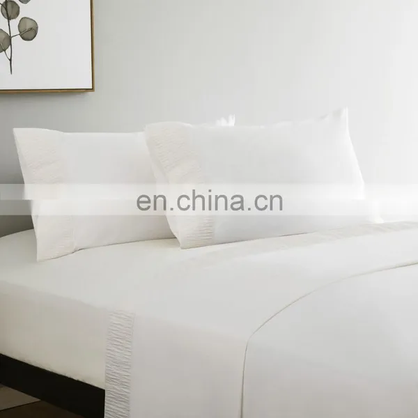 High Quality White Custom Soft Surface Warm Durable Microfiber Embossing Bed Sheets For Adults photo-2