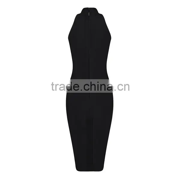 Summer Dress Wholesale Luury 2016 New Fashion Black High Neck Sey Women Evening Party Bandage Dress Bandage Bodycon Women Wearin photo-3