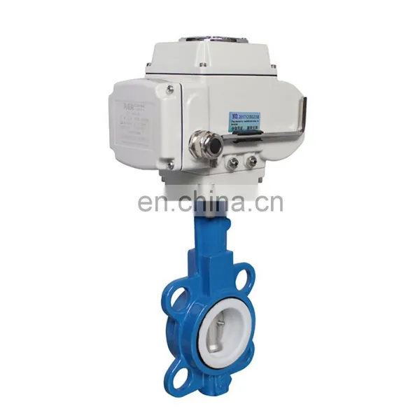 COVNA DN100 PN16 4 Inch 12 Volt PTFE Lined Wafer Type Electric Actuator Butterfly Valve Cast Iron Motorized Electric Butterfly Valve photo-5