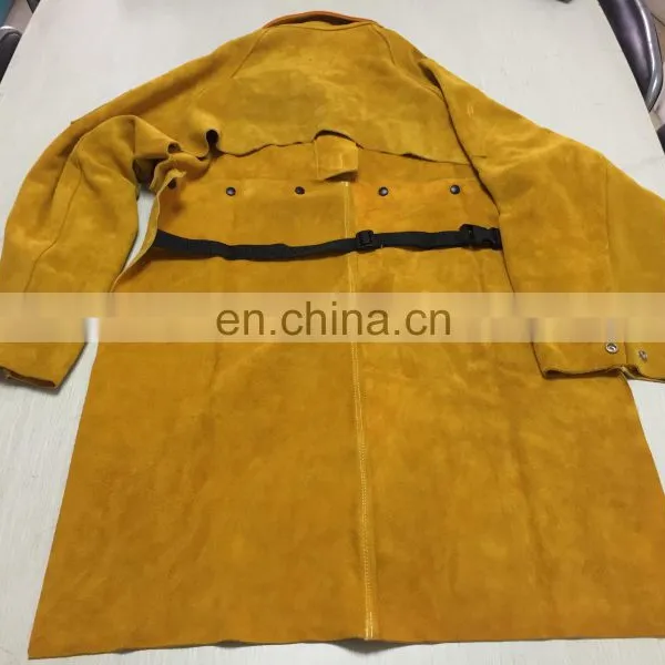 Welding Working Worker Uniform Workwear,Blue FR(Flame Retardant) Welding Jacket Leather Sleeves,Welder Jacket photo-4