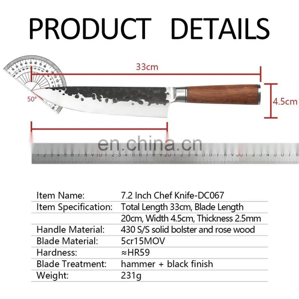Professional Custom 7.2 Inch Kitchen Meat Cutting Knives Double Steel Head Wood Handle Stainless Steel Chinese Chef Knife photo-5