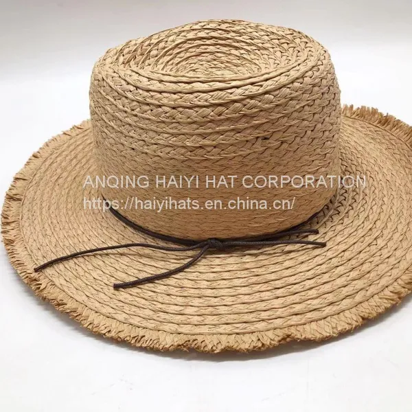 Summer Lafite Woven Round Top Raglan Shade Straw Hat Beach Vacation Fashion Casual Hat