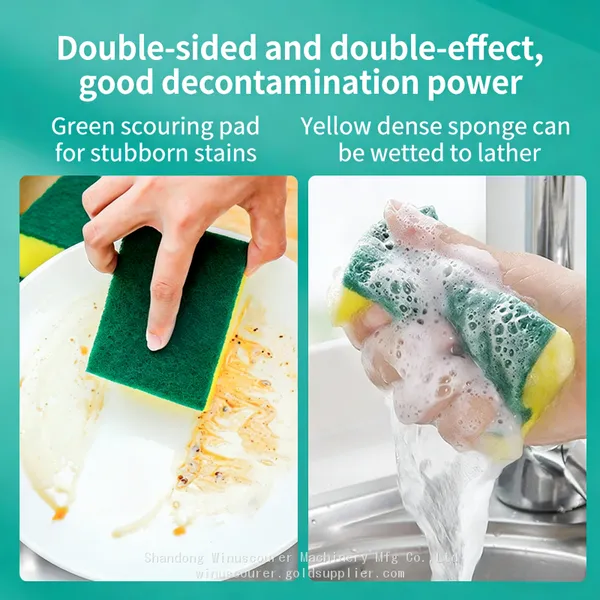 Dual-Sided Scouring Sponge Pads Kitchen Dish Washing Cleaning Sponges for Pots Pans photo-4