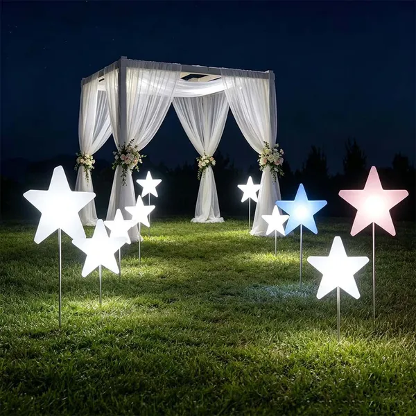 16 Color Variations Wireless Remote Pentagram Shape Floor Lamp IP65 Waterproof Outdoor Decorative Light photo-2