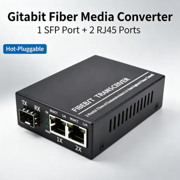 Gigabit SFP Fiber Media Converter Desktop Fiber Ethernet Switch 1‑Port 2‑Port 4‑Port RJ45, Compatible With Major Brands SFP Transceiver Module