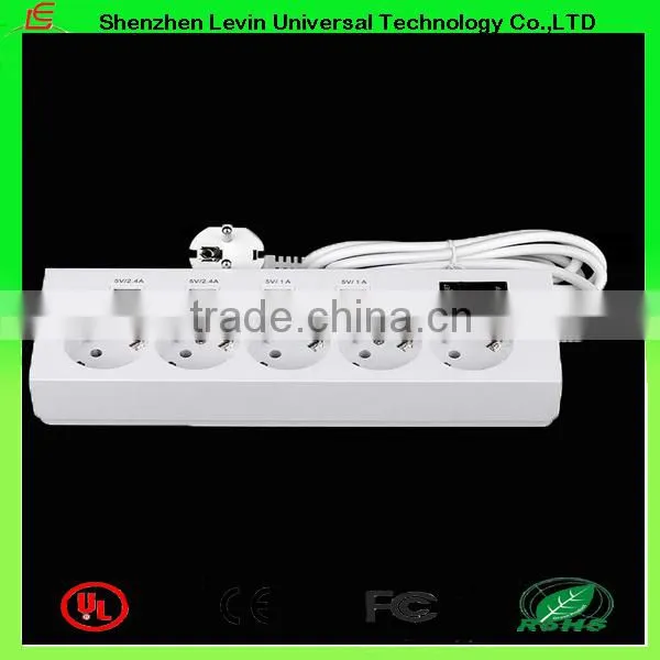 China Supply CE Cheap Extension Power Plug 6Gang 4 Port USB EU Power Strip Socket photo-6