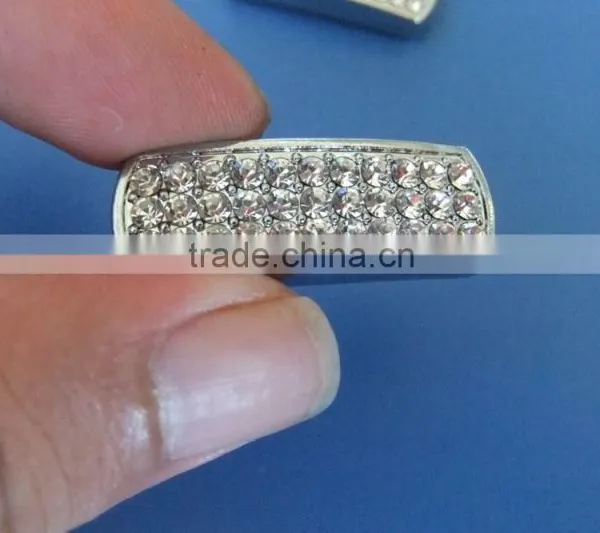 10mm Many Rhinestones Pane Rectangular Block Shape Slide Charms photo-3
