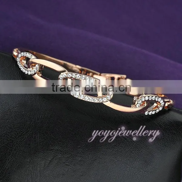 Womens Jewellery Link Shaped Crystal 18k Gold Bangle Saudi Arabia Jewelry photo-2