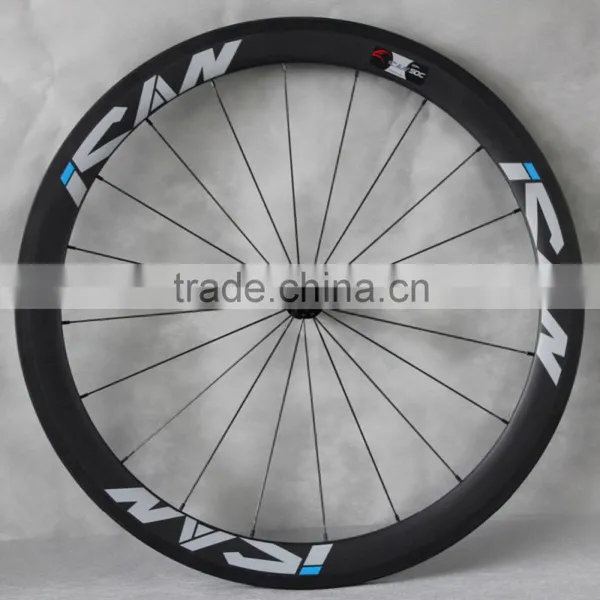 ICAN 700c Road Disc Brake Carbon Wheel,bicycle Carbon Wheelset 50mm CX-Ray Spokes V Brake 50c photo-6