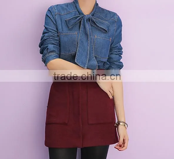 Newest Jean Shirt Floral Jean Tops Jean Summer Shirts photo-3