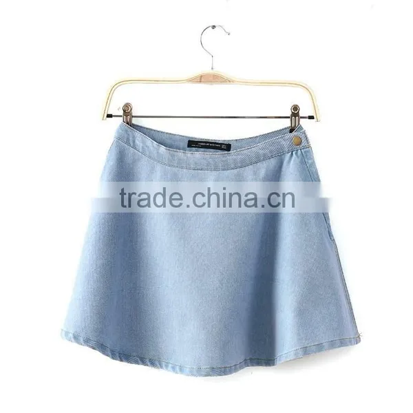2015 Fashion European Casual Latest Design Knee Length Sexy Ladies Girls Short Denim Skirt Pattern photo-2