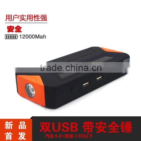Factory Price 12000mAh for Gasoline and Diesel Cars Lithium Car Jump Starter With Safety Hammer photo-5