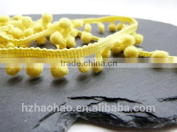 Decorative Yellow Mini Pompom Fringe Trim 15mm Deep