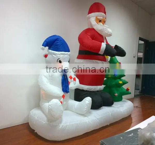 DJ-XT-51 Inflatable Santa Claus and Polar Bear Stay in Snowfield Protect Christmas Tree Garden Decoration photo-3
