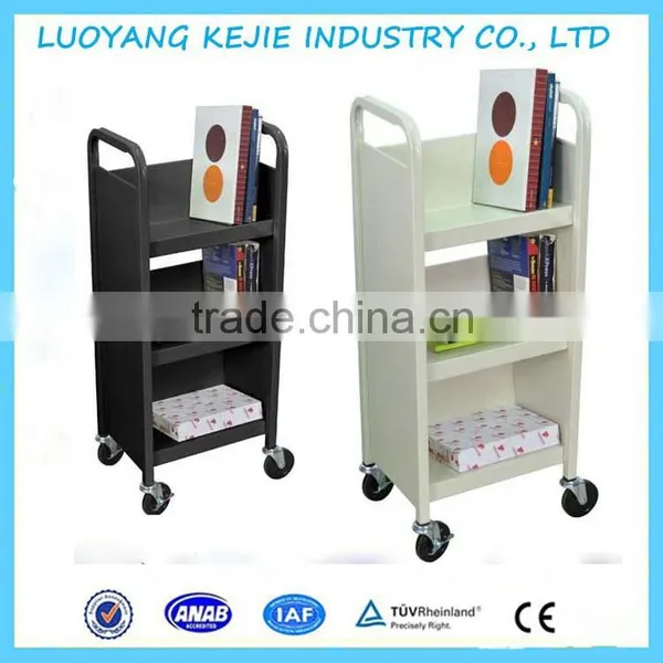 School Library Steel Rolling Book Cart Book Truck photo-4