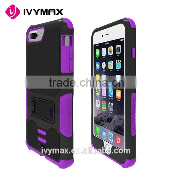 IVYMAX Hot Sell Shockproof pc and Silicone Material Hard Shell Kickstand Armor Combo Case for Apple Iphone 7 Plus photo-2