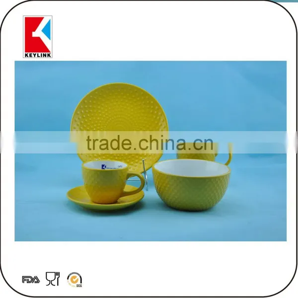 Hot Sale 16pcs Dinner Set Ceramic Popular Emboss Dot Ceramic Dinner Set photo-4