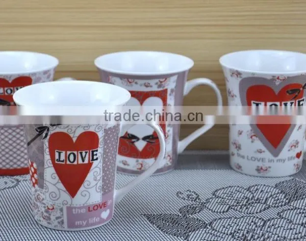 11OZ Love Valentine's Day Design Full Decal Print Coffee Cups, Shiny Surface Porcelain Mug, KL5004-11027 photo-2