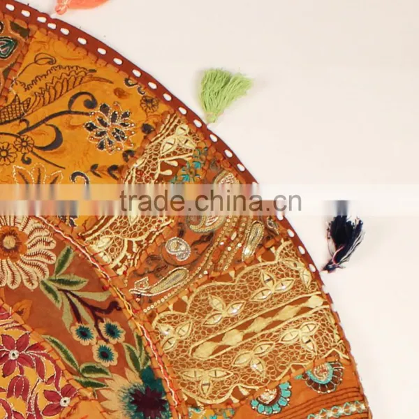 Indian Handicraft Table Cloth Table Cover Indian Big Round Decorative Pillow and Throws Indian Meditation Cushion in Handmade photo-5