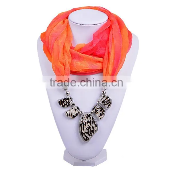 2016 New Trendy Cozy Noble Thin Silk Floss String 5 Flake Pattern Beads Scarf Women (SC150184) photo-2