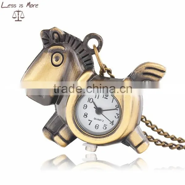 Carton Pendant Watch Horse Style Pocket Watch for Kids