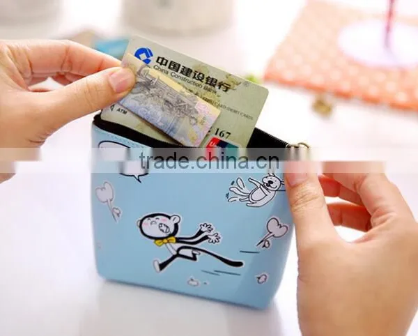 Best Promotion Gift Cute Zipper Mini PU Leather Cheap Cartoon Monkey Animal Printed Pouch Wallet Popular Fancy Euro Coin Purse photo-2
