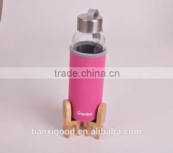 Colorful Sport Portable High Glass Water Bottle Drinking Glass With Silicon Case photo-2