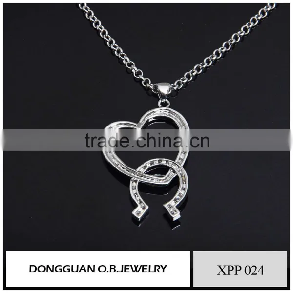 Crystal Necklace Pendant, Fashion LOVE Shape Pendant Jewelry With Imitation White Gold Plated photo-2