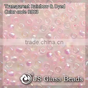 High Quality Fashion JS Glass Seed Beads - R003# Rainbow Dyed Innocent Pink Transparent Rocailles Beads For Garment & Jewelry